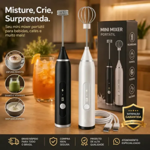 Mini Mixer Misturador de Bebidas Hivi Elétrico e Recarregável para Café e Whey
