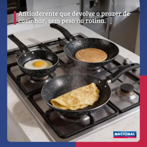 Jogo De Frigideiras Francesas 3 Peças 14 18 24cm Preto Nacional