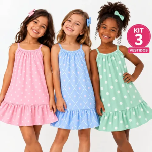 Kit 3 Vestidos Verão (Tam. 1 ao 8)