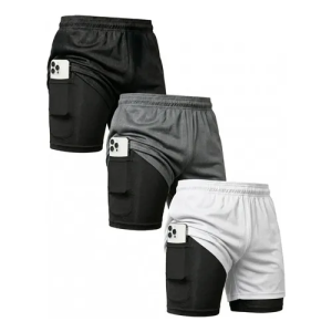 Kit 3 Shorts 2 Em 1 Duplo