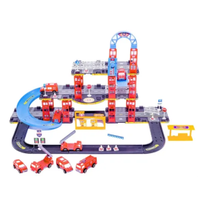 Pista De Carrinhos Bombeiros Brinquedo Infantil Corrida Vermelho