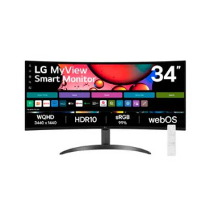Monitor LG MyView Smart 34SR60QC-B Tela curva 34" QuadHD 2K 21:9 WebOS Air Play Screen Share Bluetooth ThinQ Home