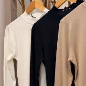 Kit com 3 Blusas Gola Alta Manga Longa