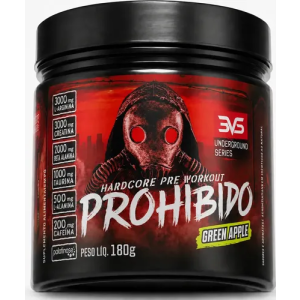 Pré Treino Prohibido 180g Sabor Green Apple - Fórmula Avançada Contendo Creatina, Beta Alanina, Taurina, L-tirosina, L-alanina, Cafeína, Arginina