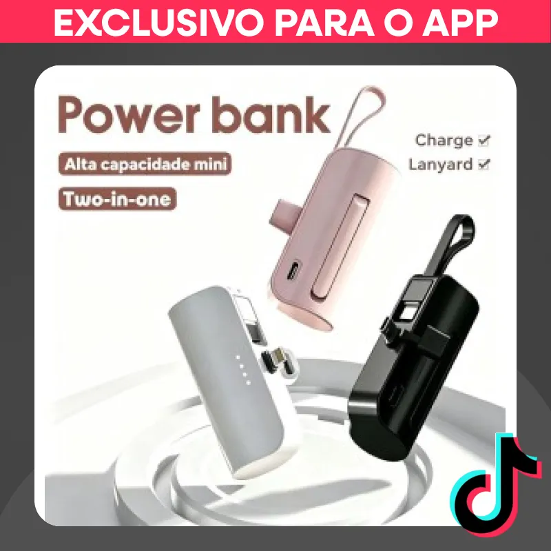 Mini Power Bank Carregador 2 em 1 para iPhone e Touch-C | Alta CapacidadeZZ