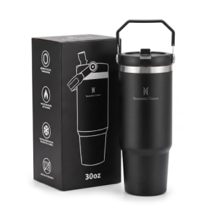 Copo Térmico 900mL em Aço Inoxidável com Canudo Tampa e Alça (Preto)
