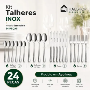 Jogo Talheres Faqueiro Inox 24 Peças Haushop