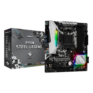 Placa Mãe Asrock B450m Steel Legend Amd Am4 Matx Ddr4 Preto