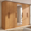 Imagem da oferta Guarda-Roupa Casal Móveis Lopas Easy Slim 8 Portas Espelho Marrom Moderno