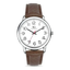 Imagem da oferta Relógio Masculino Chrowl Prateado Saint Germain Correia De Couro Sintético Marrom Caixa Prateada Fundo Branco 40mm Elegante Clássico