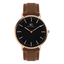 Imagem da oferta Relógio Minimalista De Couro Bronx Black Rosé Gold 40mm Cor da correia Marrom Cor do fundo Preto