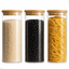 Imagem da oferta Kit 3 Pote Hermético De Vidro Tampa De Bambu 1l Alimentos