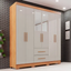 Imagem da oferta Guarda-roupa Casal com Espelho 6 Portas 2 Gavetas Sallêto CinamomoOff White