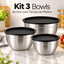 Imagem da oferta Kit 3 Bowls Inox Com Tampa Hermética 22cm 20cm 18cm Potes Aço Inox Cozinha Armazenamento Alimentos A Tabuleria