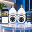Imagem da oferta Kit 2 Câmeras Lâmpada de Segurança Wi-Fi 360º Visão Noturna