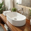 Imagem da oferta Cuba Pia De Sobrepor Para Banheiro Lavabo Lavatório Armário Gabinete Suspenso Oval Branca De Mármore Sintético 40x23 Siena - Sos Acabamentos By