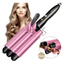 Imagem da oferta Chapinha Tripla Triondas Modelador Cabelo Cerâmica Tri-onda Ondulador Bivolt Cor Rosa Haixia