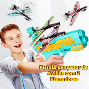 MEDOOSI Pistola Lançador de Aviões com 3 Planadores Coloridos Espuma Brinquedo Ar Livre para Crianças Infantil