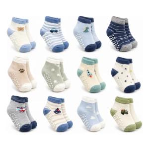 Kit 12 Pares Meias Bebê Menina E Menino Antiderrapante Variadas Menino Bebe Antiderrapante Logo 12 A 24 Meses