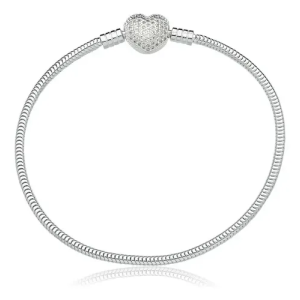 Pulseira Berloques Prata 925 Coração Zircônias Com Garantia
