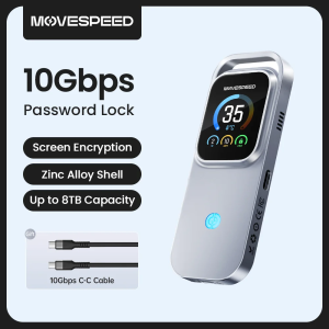 MOVESPEED AC10 10Gbps M.2 NVMe PCIe SSD Enclosure USB-C 3.2 TurboX Caixa SSD com Tela Sensível ao Toque Inteligente e C
