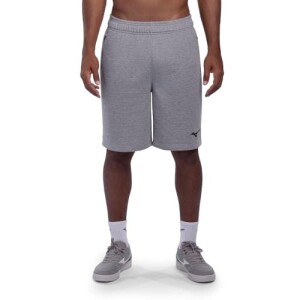 Bermuda Mizuno Moletom Masculina Mescla Cinza Claro