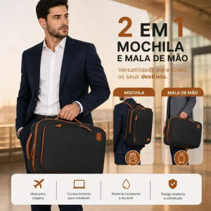 Mochila de Viagem Executiva 40L Notebook 17 Preta Masculina Feminina Impermeável Expansível com Porta USB
