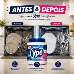 Detergente Lava Louças em Pó para Máquina Ypê 1Kg 3em1 Com Secante