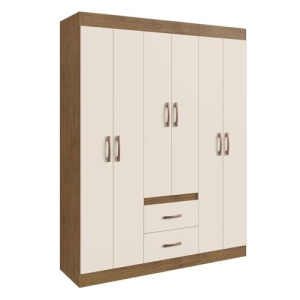Guarda-roupas 6 Portas 2 Gavetas Multimóveis Cr35111 Nogueiraoff White