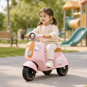 Triciclo Elétrico Infantil Scooter 6V com Músicas Rosa