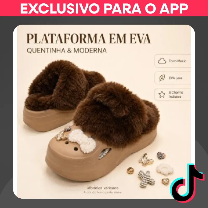 Sandália Plataforma Feminina EVA: Forro Tipo Meia e 6 Charms Decorativos