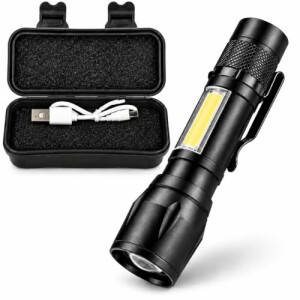 Lanterna Tática LED Recarregável USB De Alta Potência | Zoom Ajustável