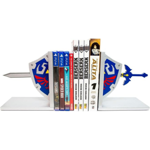 Presente Super Aparador de Livros e Jogos Zelda Escudo Link - Madeira MDF Pintura Laca - Cinza - 1 Peça