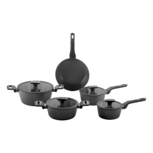 Jogo De Panelas Brinox Cerâmico 5 Pçs Carbon Ceramic Indução Cor Preto