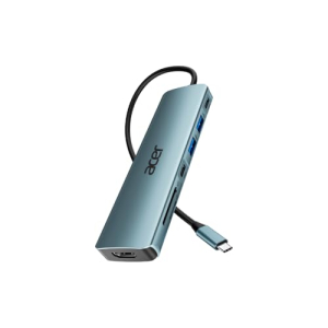 Acer HUB USB Acer ODK360 com cabo Tipo-C 7 em 1 Chassi em alumínio e cabo de plástico flexível resistente