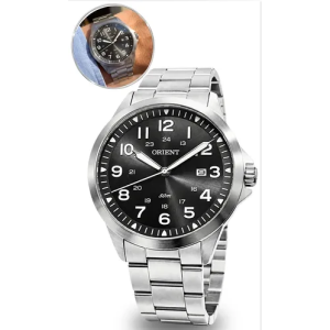Relógio Orient Masculino Prata Fundo Preto Aço Inox