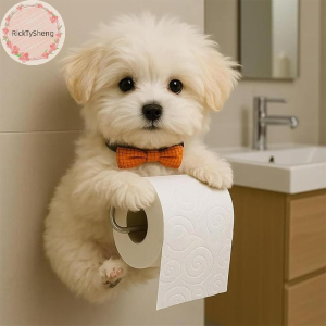 Suporte De Papel Higiênico Para Cachorro Parede De Resina Rolo De Organizador Banheiro Cozinha Toalha Dispe