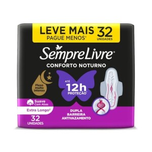 Absorvente Noturno com Abas Sempre Livre Cobertura Suave 32 Unidades