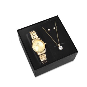 Kit Saint Germain (Relógio + Colar + Brincos Dourado)