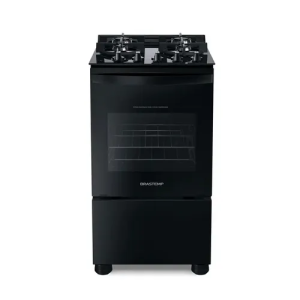 Fogão 4 Bocas Vidro Grade Dupla Bfo4vae Preto Brastemp