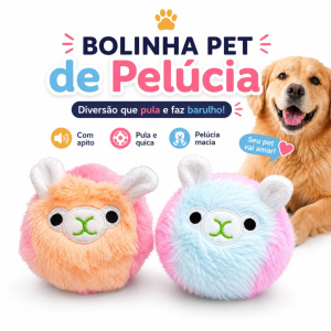 Bolinha Pet de Pelúcia Apita e Pula Brinquedo Interativo para Cães Macia e Divertida 11cm