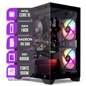 PC Gamer Mancer Intel Core i5 RX 580 8GB 16GB DE RAM SSD 480GB Fonte 500W 80 Plus