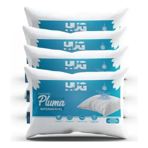 Kit 4 Travesseiros Hug Toque Pluma Impermeável Antialérgico Branco