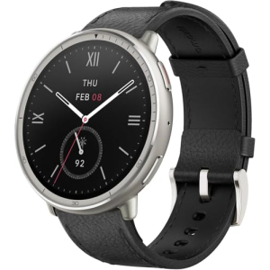 Amazfit Active 2 Smart Watch 44mm GPS Maps with Direction Fitness Tracker 10 Day Battery 160+ Sport Modes (Black Lea