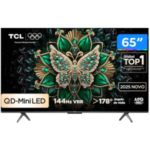 Smart TV 65" TCL 4K UHD MiniLED 65C6K 120Hz Google TV AiPQ Google Assistente 4 HDMI 2 USB