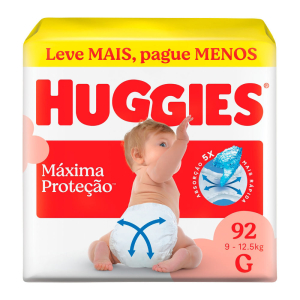 Fralda Huggies Máxima Proteção Tamanho G 92 Unidades