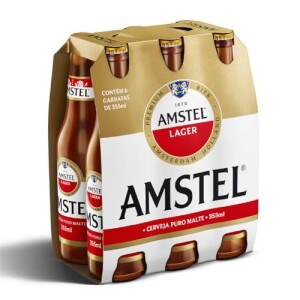 Amstel Cerveja Lager Puro Malte, Pack De 6 Long Neck 355ml