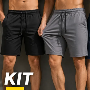 Kit 3 Short Bermuda Masculino Elastano Academia Casual Bolso