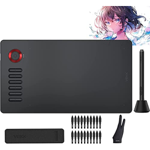 VEIKK A15Pro Mesas Digitalizadoras Tablet com 12 teclas de atalho 1 mostrador rápido e caneta passiva sem bateria su