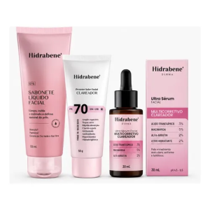 Kit Hidrabene Linha Clareadora Sabonete Serum E Protetor 70